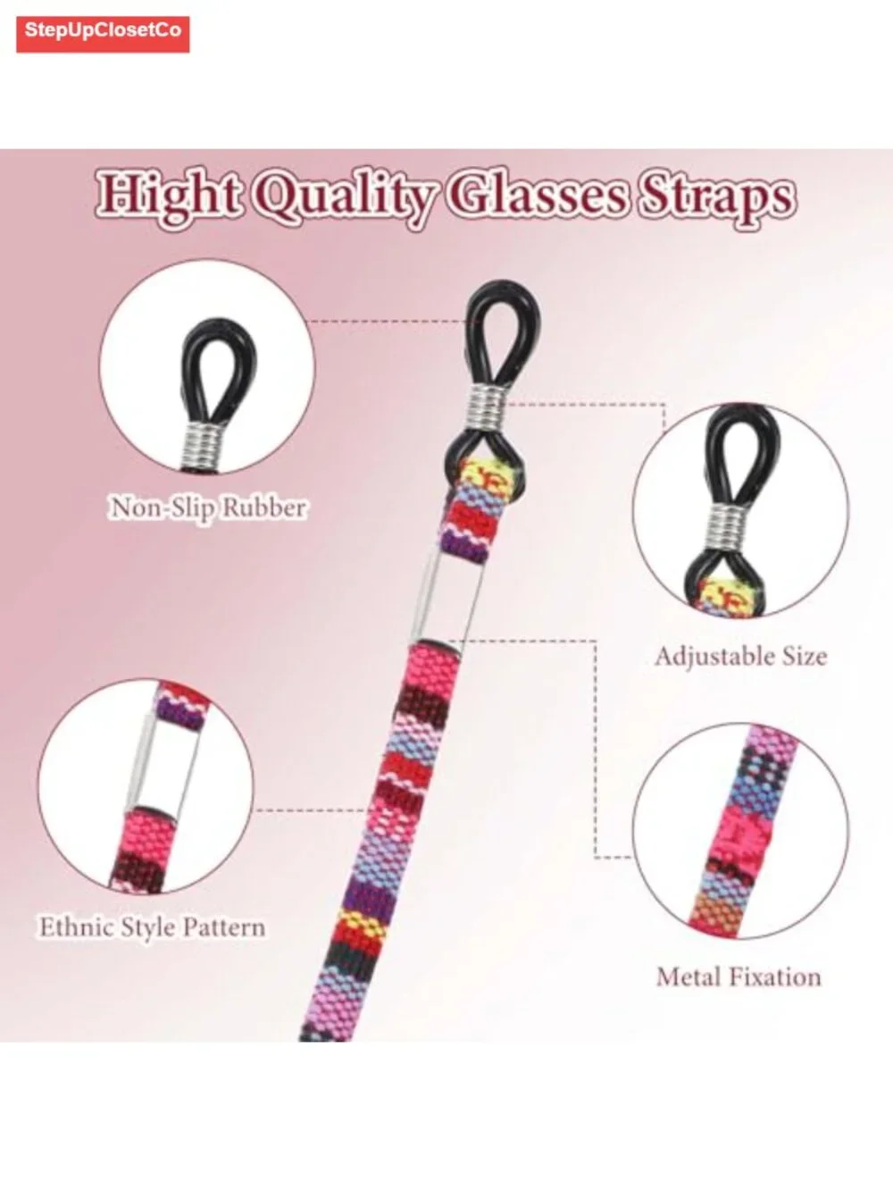 6pcs Eyeglass Strap Women Men Bohemian Glasses Chain Holder Woven Necklace